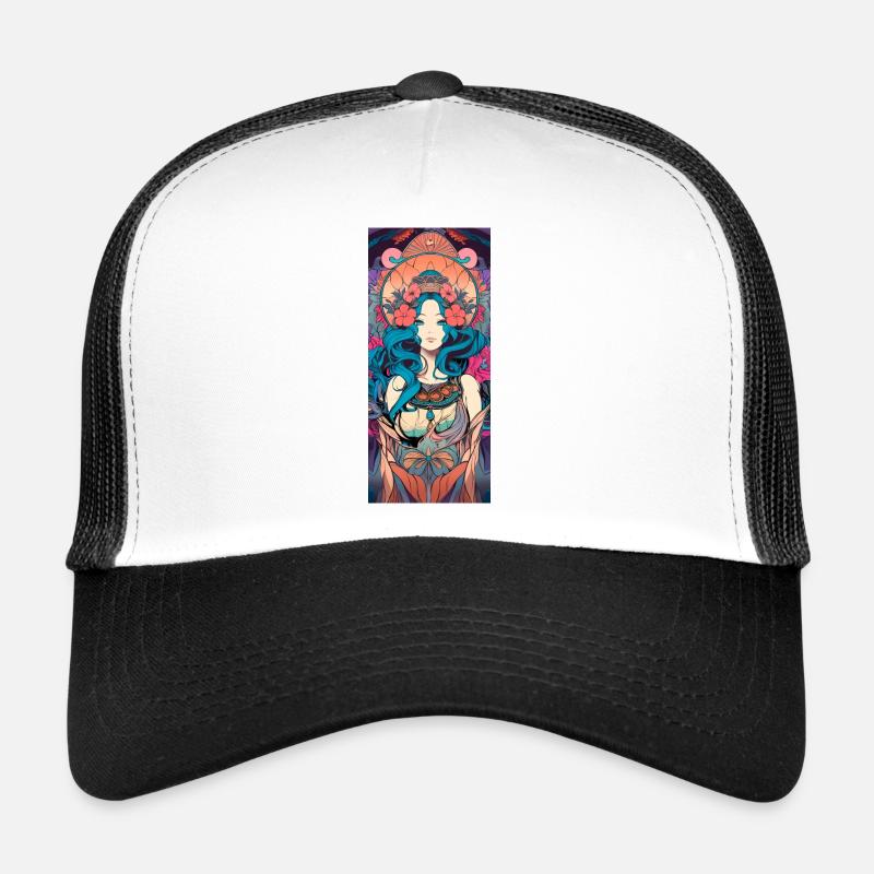 60s Psychedelic Rock Poster Jugendstil Art Nouveau Trucker Cap