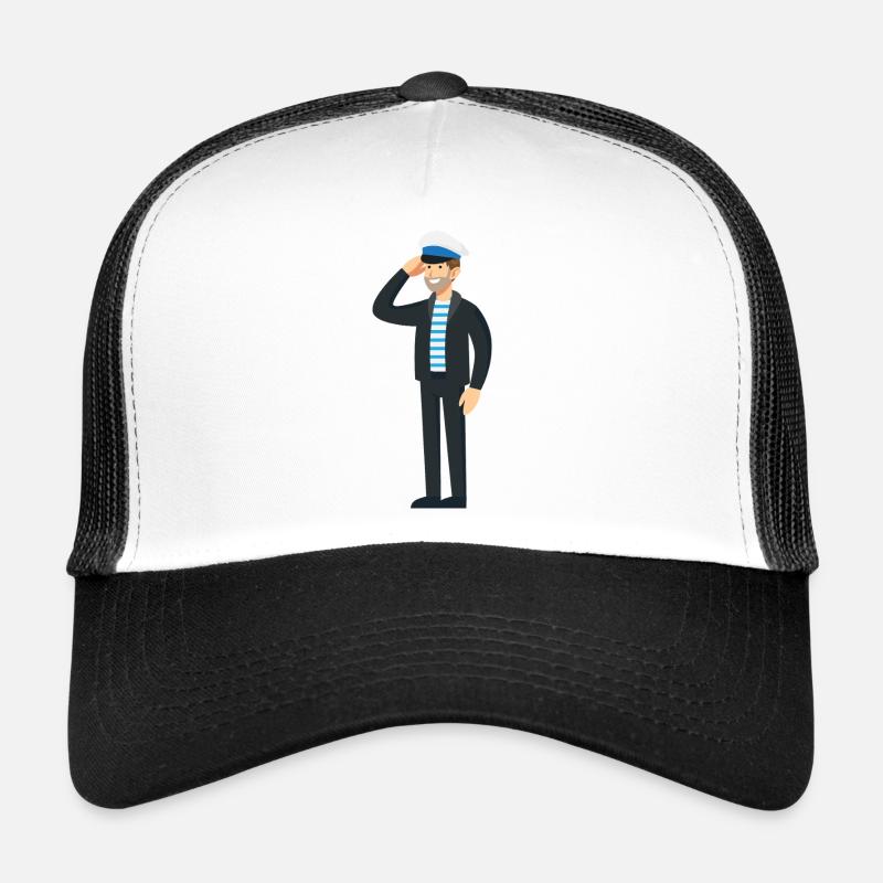Nautic Design Maritime Striped Saluting Captain Trucker Cap