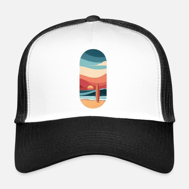 Surf et plage, Passion vagues au coucher du soleil Casquette trucker 