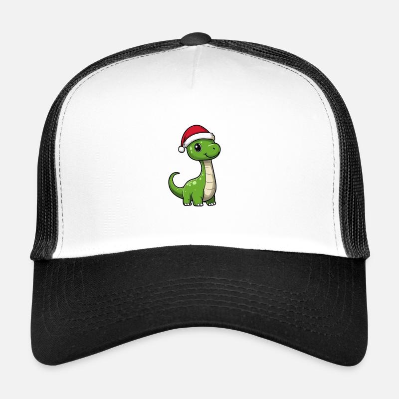 Dinosaurier brontosaurus Weihnachten Niedlich - Trucker Cap - Weiß/Schwarz