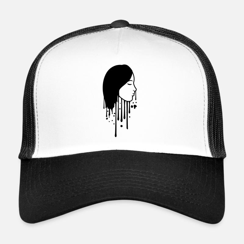 drop of graffiti spray paint stamp face head Trucker Cap