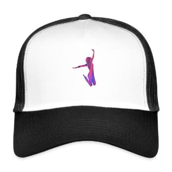 jump,tan,dancer,graffiti,pink,pink - Trucker Cap - white/black - Front