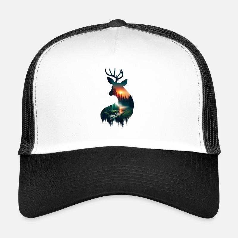 Cerf à double exposition Casquette trucker 