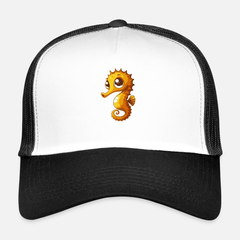 Seepferdchen - Trucker Cap - Weiß/Schwarz