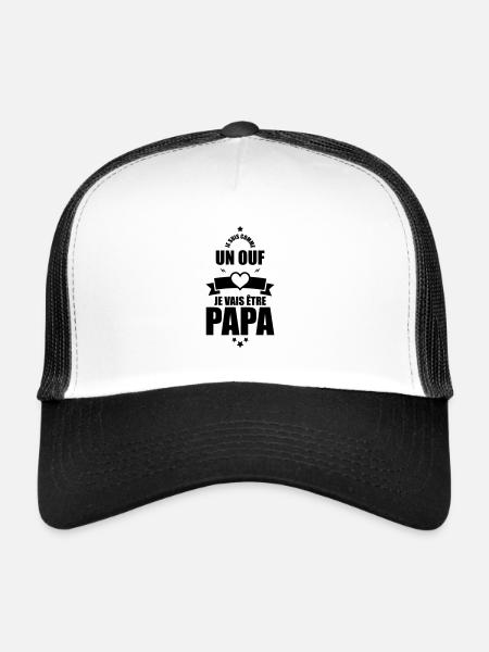 futur papa - je vais etre papa - Casquette trucker  - blanc/noir - Devant