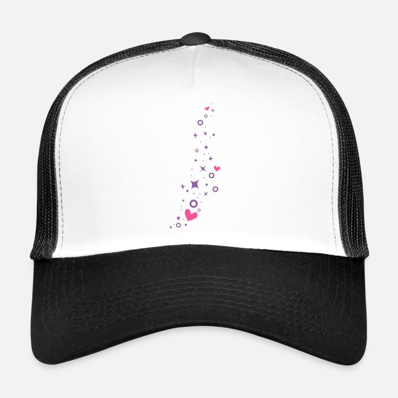 Glitzer mit Herzen Herzchen - Trucker Cap - Weiß/Schwarz