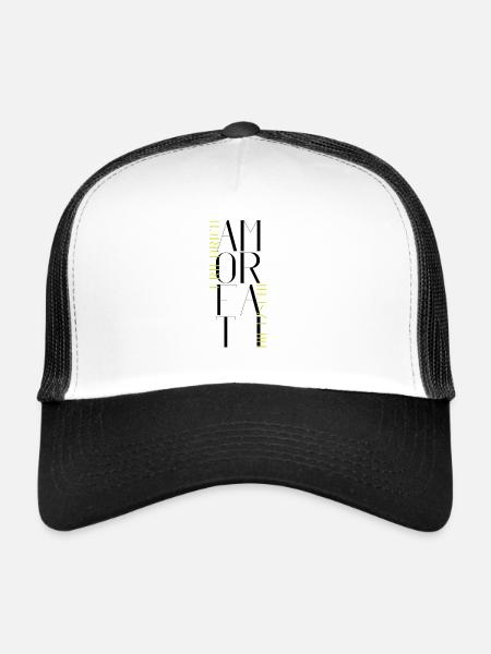 Cupid Fati - Aimez votre destin - Nietzsche - Casquette trucker  - blanc/noir - Devant