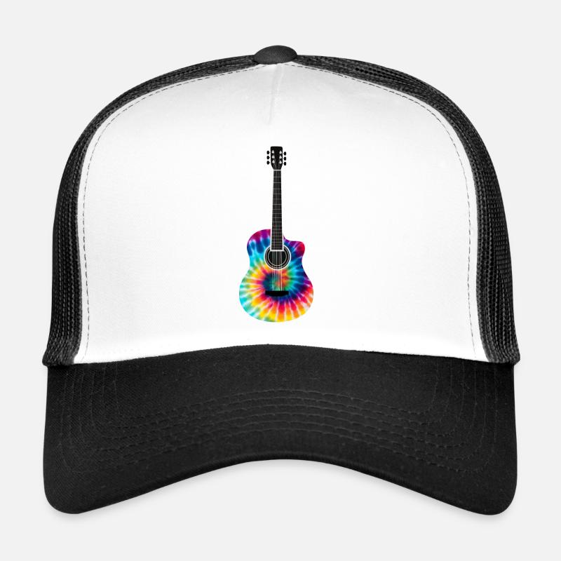 Multi-Colored Tie Dye Guitar Design Trucker Cap