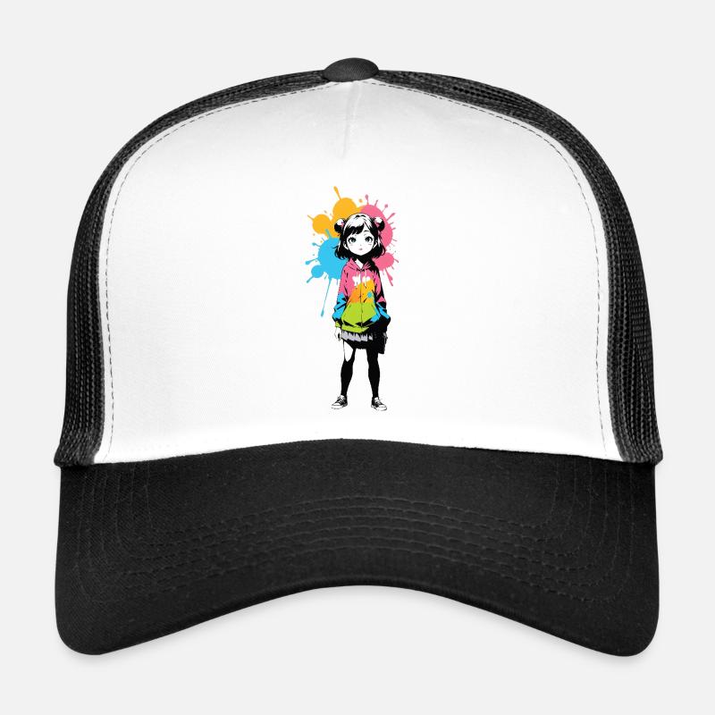 Streetart Mädchen 232346 - Trucker Cap - Weiß/Schwarz