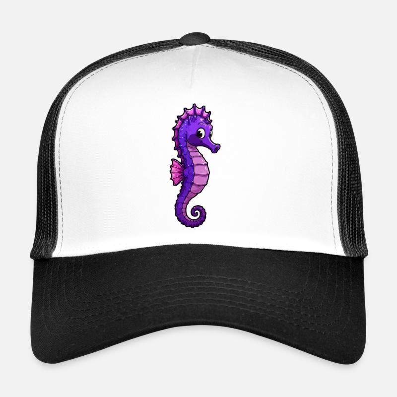 Lila Seepferdchen Cartoon Trucker Cap