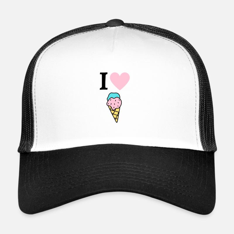 I love Ice Cream / Ice Cone Comic Design Trucker Cap