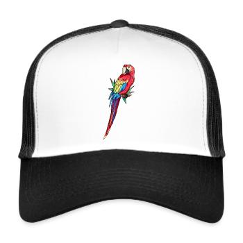Macaw Parrot Amazon Parrot Feathers - Trucker Cap - white/black - Front