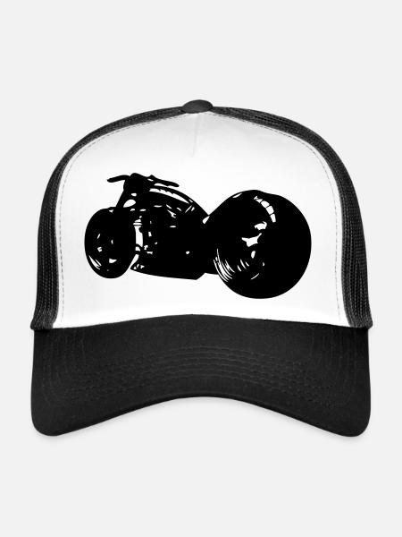 moto grosse roue1 - Casquette trucker  - blanc/noir - Devant