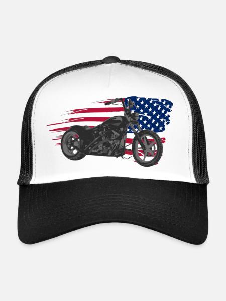custom usa - Casquette trucker  - blanc/noir - Devant
