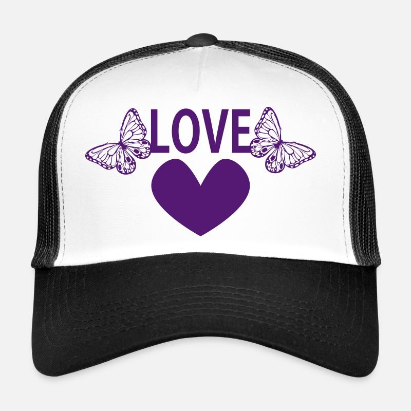 AMOUR - Casquette trucker  - blanc/noir