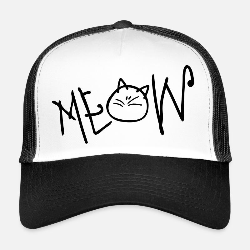 MEOW Text Katze - Trucker Cap - Weiß/Schwarz