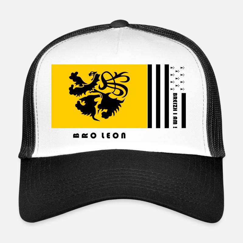 Bretagne - Blason Pays de Léon - Casquette trucker  - blanc/noir