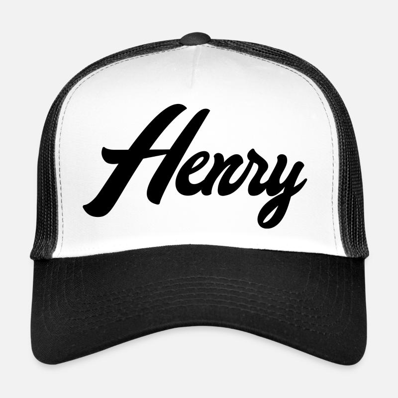 Henry Name Black Trucker Cap