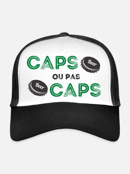 Caps ou pas caps humour drôle cadeau - Casquette trucker  - blanc/noir - Devant