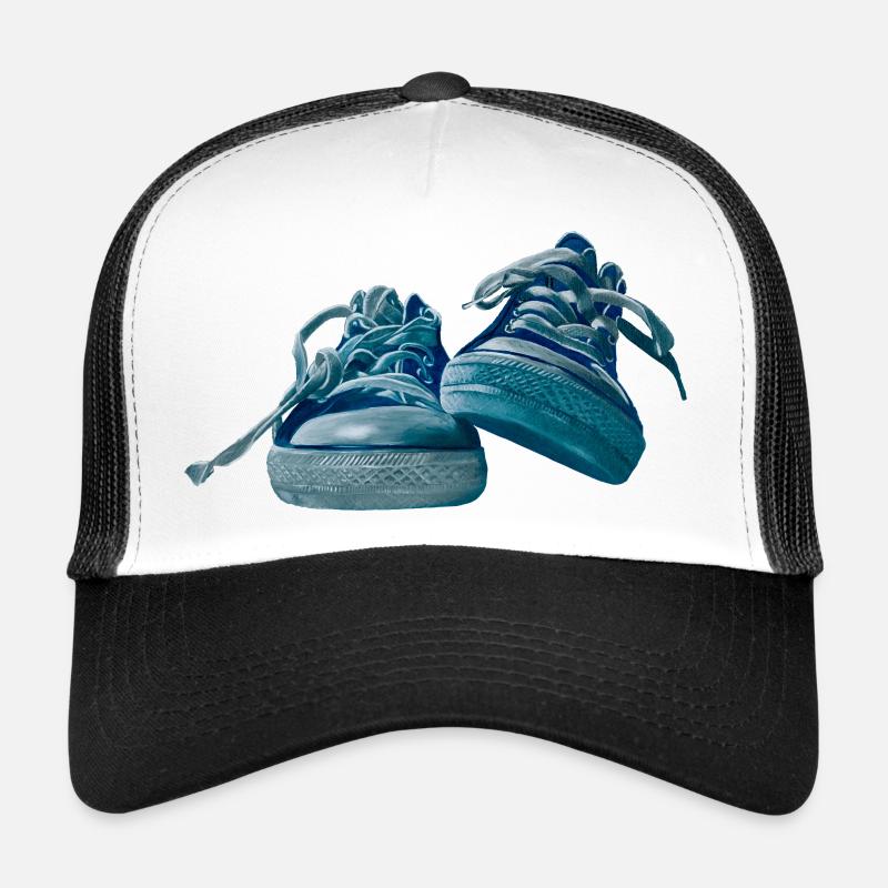 Blaues Sneaker-Design - Trucker Cap - Weiß/Schwarz