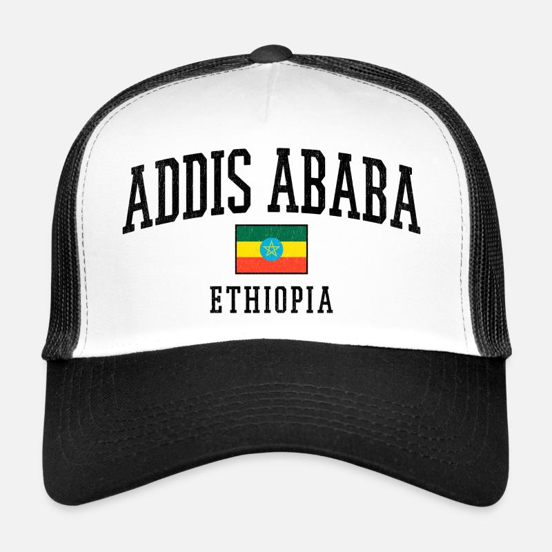 Motif graphique du drapeau d’Addis-Abeba en Éthiopie Description graphique Casquette trucker 