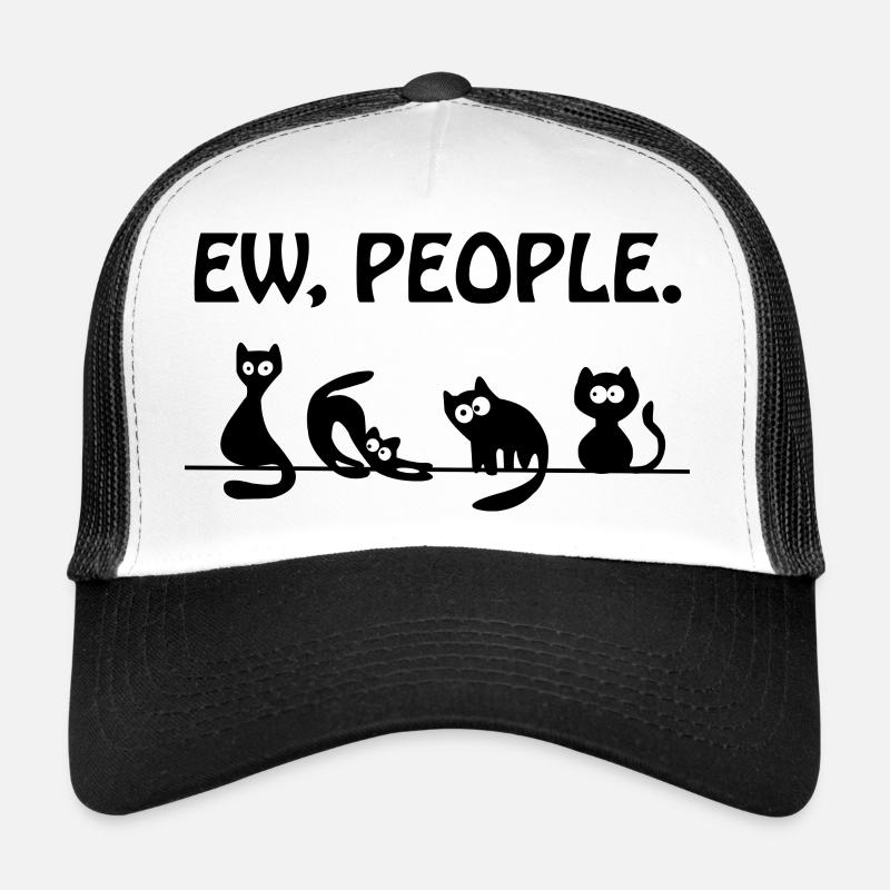 EW People Schwarze Katzen Lustige Katze - Trucker Cap - Weiß/Schwarz