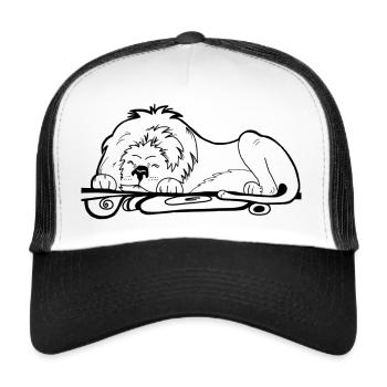 Schlafender Löwe - Trucker Cap - Weiß/Schwarz - Vorne