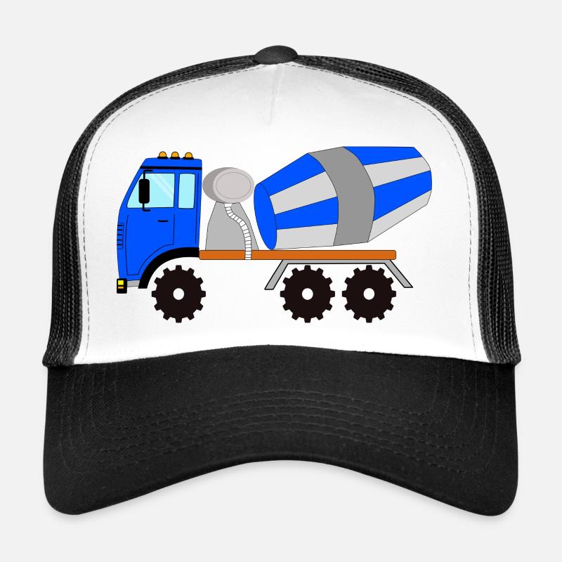 Blue-gray concrete mixer, construction site vehicle Trucker Cap