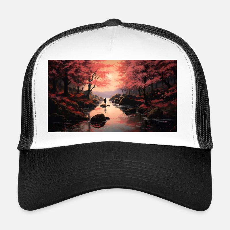 Cherry Trees Japanese Style - Trucker Cap - white/black