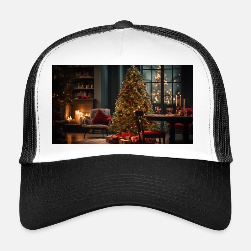 Scène de Noël avec un sapin de Noël Casquette trucker 