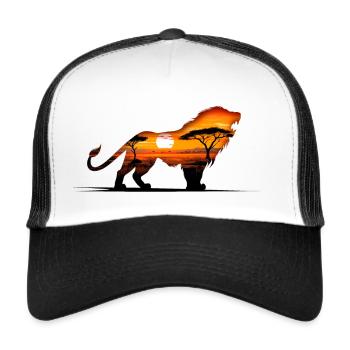 Löwe – Wildes Leben - Trucker Cap - Weiß/Schwarz - Vorne