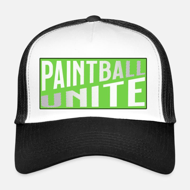 Paintbal Unite split logo in green Trucker Cap