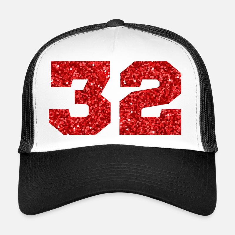 Number 32 Red Glitter - 32nd Anniversary Trucker Cap
