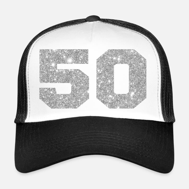 Number 50 Silver Glitter - 50th Anniversary Trucker Cap