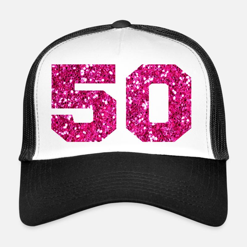 Number 50 Pink Glitter - 50th Anniversary Trucker Cap