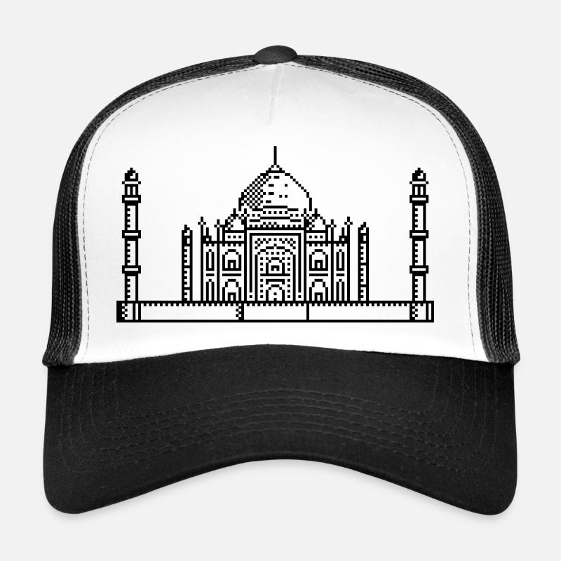 1 bit Pixel Taj Mahal - Casquette trucker  - blanc/noir