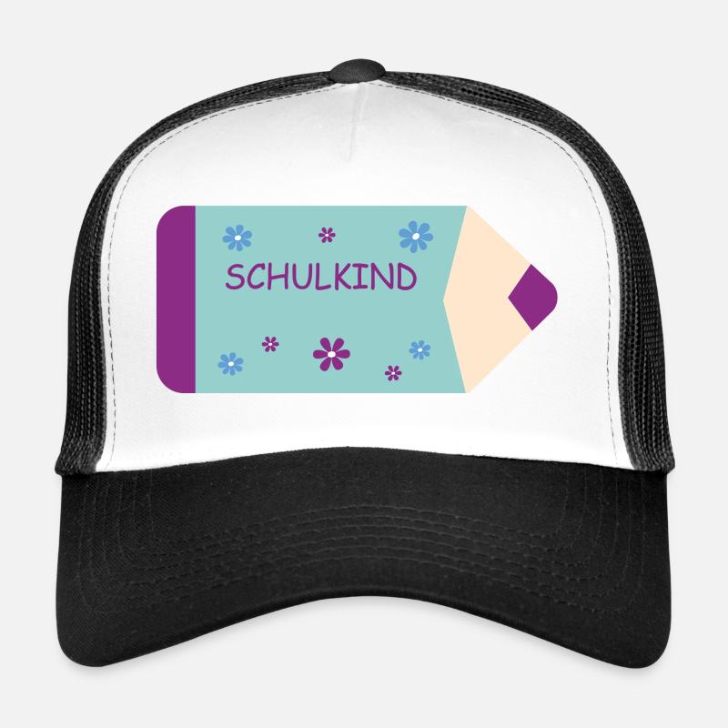 Crayon de couleur - menthe pourpre avec des fleurs - écolier Casquette trucker 