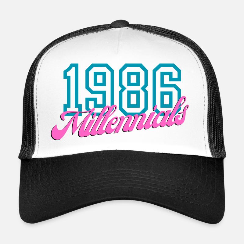 1986 Millennials Retro Numeric Design Trucker Cap