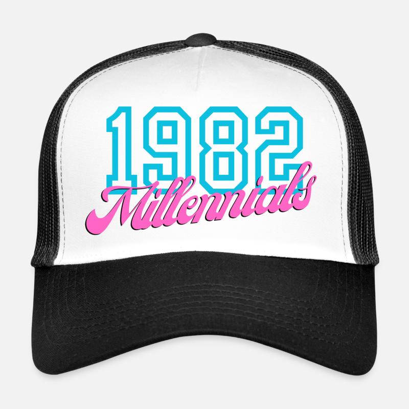 1982 Millennial Retro Numeric Design - Casquette trucker  - blanc/noir