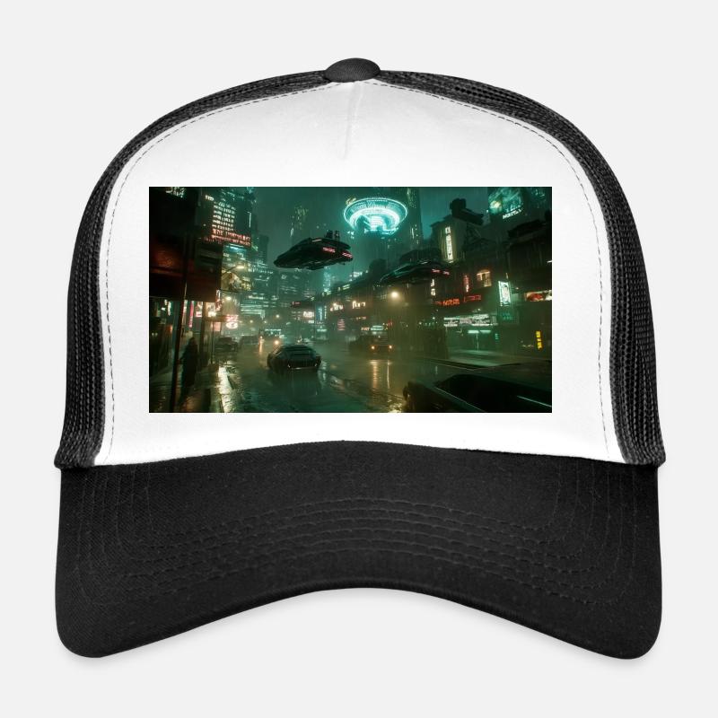 Cyberpunk Stadt Trucker Cap