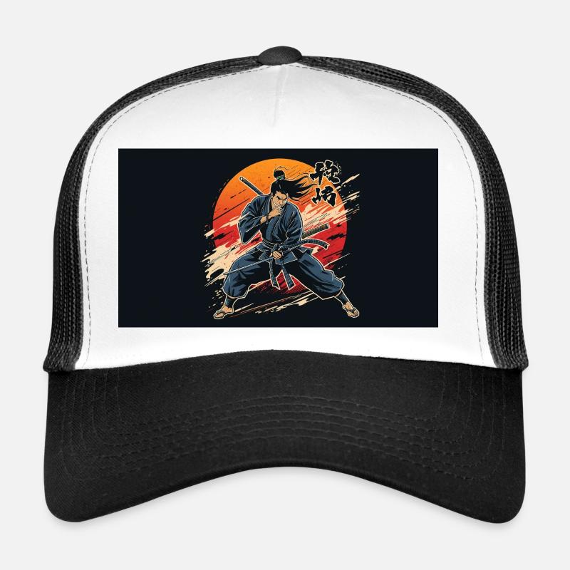 Samouraï au coucher du soleil Casquette trucker 