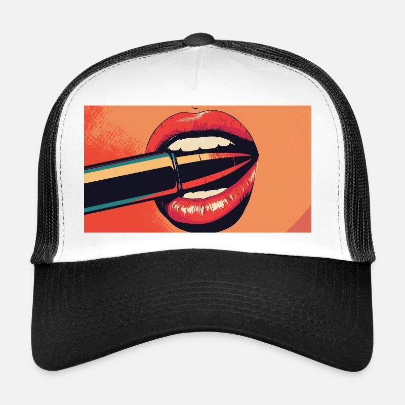 Lippen PopArt Kuss - Trucker Cap - Weiß/Schwarz