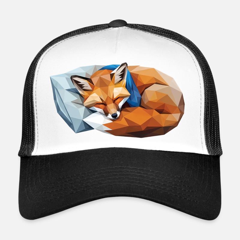 Renard endormi dans le style polygonal Casquette trucker 