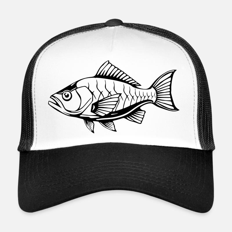Fisch Angler T-shirt Geschenk Angler - Trucker Cap - Weiß/Schwarz