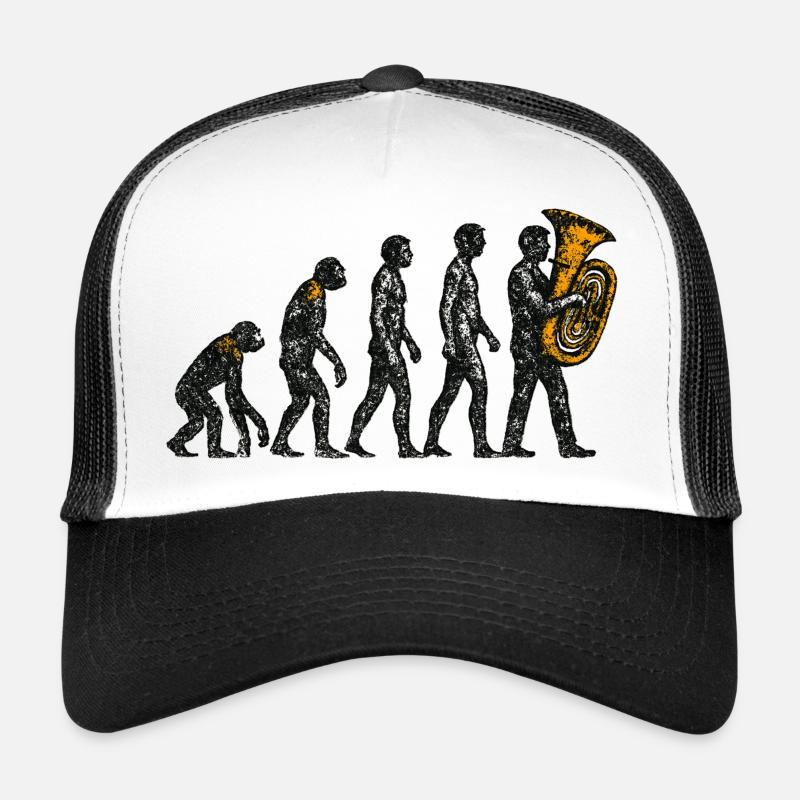 Evolution to Tuba Player Grunge Design - Trucker Cap - white/black