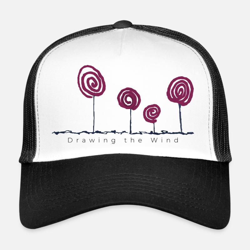 Drawing the Wind – Abstract Floral Art - Trucker Cap - white/black