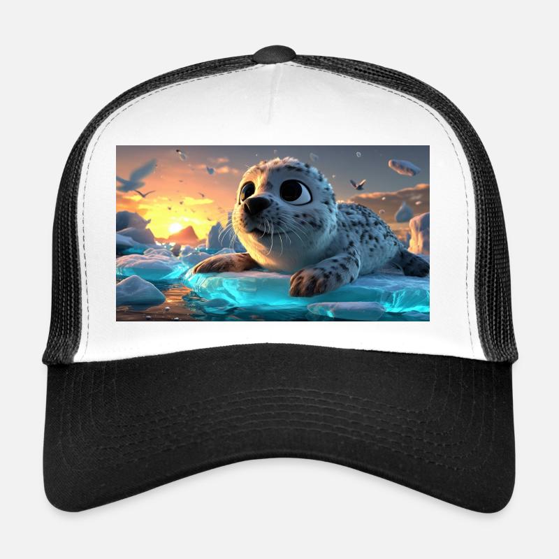 Bébé phoque mignon sur la banquise Casquette trucker 