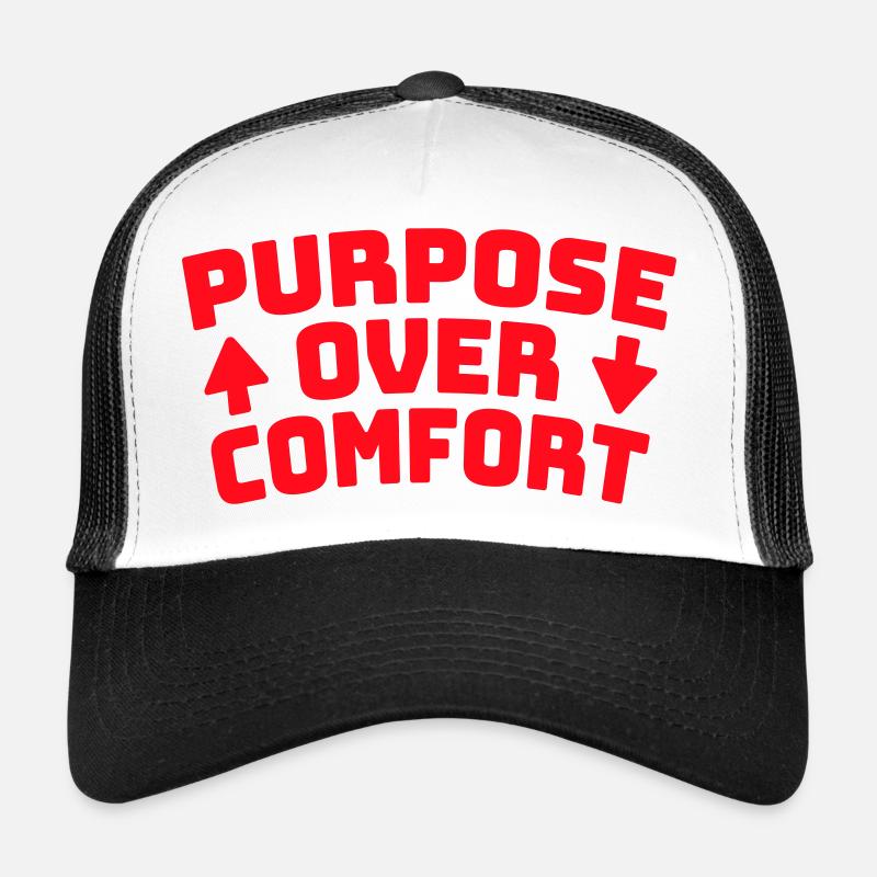 Purpose Over Comfort Motivation Mindset Growth Trucker Cap