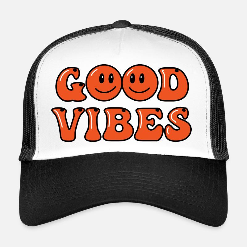 Gute Vibes Bubbly Orange Schrift - Trucker Cap - white/black
