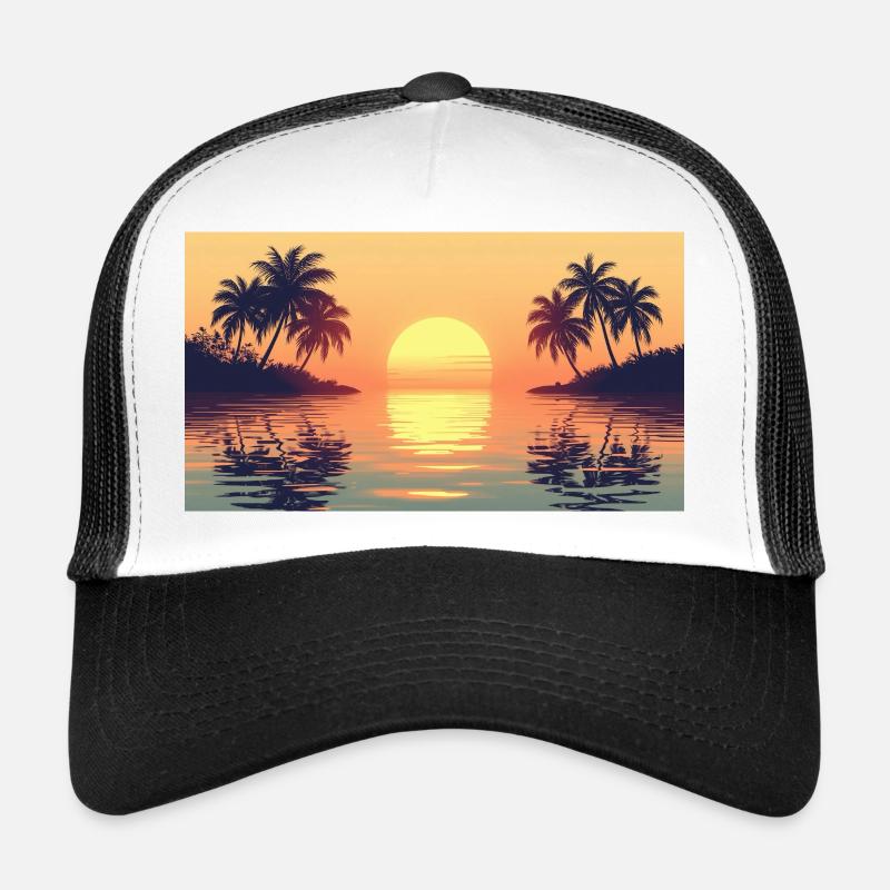 Sunset on tropical island - Trucker Cap - white/black